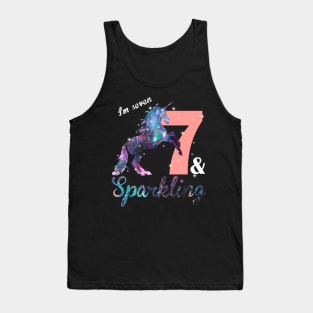 Kids Unicorn for 7th Birthday Girl 7 Year Old  Sparkling Tank Top